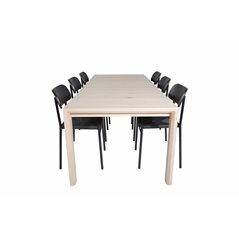 Slider Extention Table - White Wash - 170, 40, 40cm , Polly Dining Chair - Black / Black_6