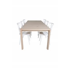 Slider Extention Table - White Wash - 170, 40, 40cm , Mariannelund Windsor Chair - White_6