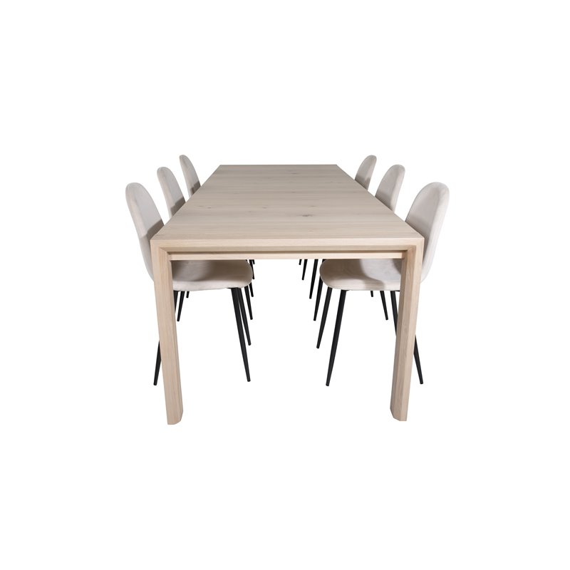 Slider Extension Table - White Wash - 170, 40, 40 cm, Polar-ruokailutuoli - Mustat jalat / Beige Velvet (korvaa 19902-880) _6