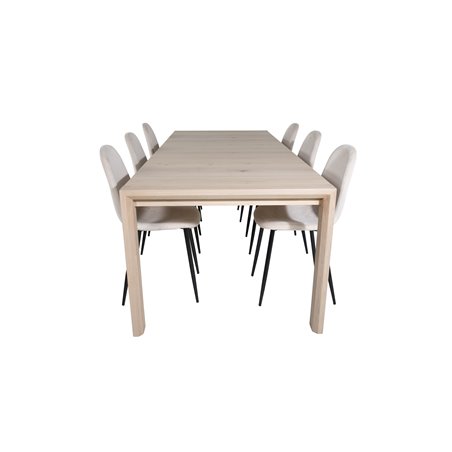 Slider Extension Table - White Wash - 170, 40, 40 cm, Polar-ruokailutuoli - Mustat jalat / Beige Velvet (korvaa 19902-880) _6