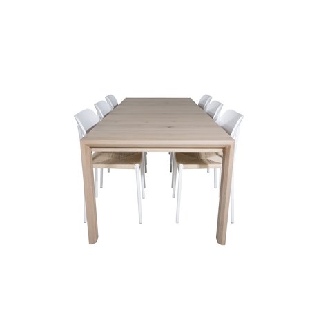 Slider Extention Table - White Wash - 170, 40, 40cm , Polly Dining Chair - Nature / White_6