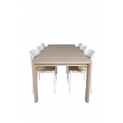 Slider Extention Table - White Wash - 170, 40, 40cm , Polly Dining Chair - Nature / White_6