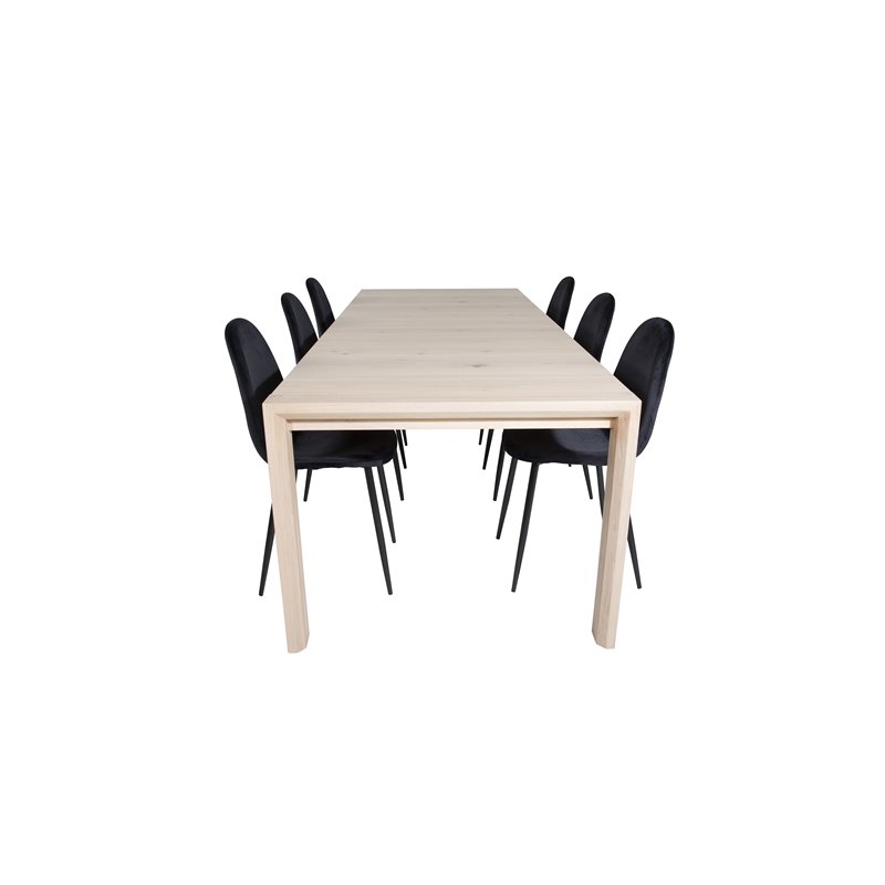 Slider Extention Table - White Wash - 170, 40, 40cm , Polar Dining Chair - Black legs / Black Velvet (ersätter 19902-888)_6