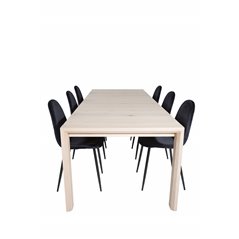 Slider Extention Table - White Wash - 170, 40, 40cm , Polar Dining Chair - Black legs / Black Velvet (ersätter 19902-888)_6