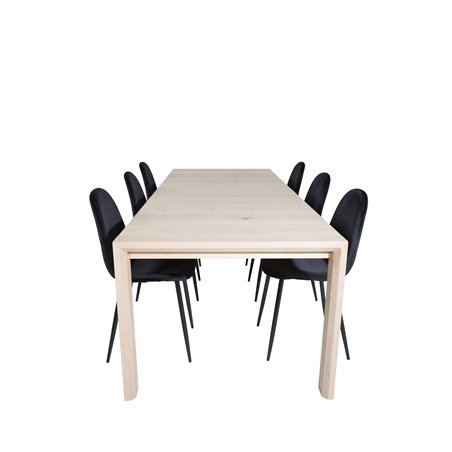 Slider Extention Table - White Wash - 170, 40, 40cm , Polar Dining Chair - Black legs / Black Velvet (ersätter 19902-888)_6