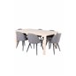 Slider Extention Table - White Wash - 170+40+40cm +Velvet Stitches Chair - Black / Grey Micro Fibre_6