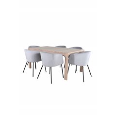 Slider Extention Table - White Wash - 170+40+40cm +Berit Chair - Black / Light Grey Velvet_6