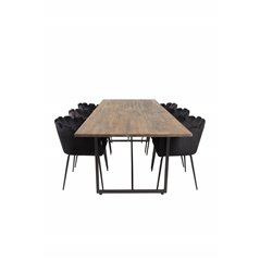 Padang Dining Table - 250*100*H76 - Dark Teak / Black, Limhamn - Chair - Black Velvet_6