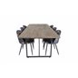 Padang Dining Table - 250*100*H76 - Dark Teak / Black, Velvet Dining Chair -  Black Flower fabric_6