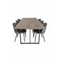 Padang Dining Table - 250*100*H76 - Dark Teak / Black, Velvet Dining Chair -  Black Flower fabric_6