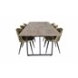 Padang Dining Table - 250*100*H76 - Dark Teak / Black, Velvet Dining Chiar - Black legs -  Dusty Green Velvet_6