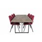 Padang Dining Table - 250*100*H76 - Dark Teak / Black, Gemma  Dining Chair - Black Legs - Red Fabric_6