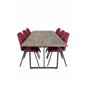 Padang Dining Table - 250*100*H76 - Dark Teak / Black, Gemma  Dining Chair - Black Legs - Red Fabric_6