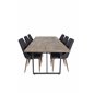 Padang Dining Table - 250*100*H76 - Dark Teak / Black, Leone Dining Chair - Walnut legs - Black Fabric_6