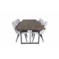 Padang Dining Table - 250*100*H76 - Dark Teak / Black, Velvet Deluxe Dining Chair - Black Legs - Light Grey Fabric_6