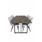 Padang Dining Table - 250*100*H76 - Dark Teak / Black, Velvet Deluxe Dining Chair - Black Legs - Light Grey Fabric_6