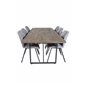 Padang Dining Table - 250*100*H76 - Dark Teak / Black, Gemma  Dining Chair - Black Legs - Grey Fabric_6