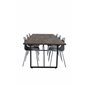 Padang Dining Table - 250*100*H76 - Dark Teak / Black, Arctic Dining Chair - Grey Legs - Grey Plastic_6