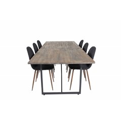 Padang Dining Table - 250*100*H76 - Dark Teak / Black, Polar Dining Chair - Walnut Legs - Black Fabric_6