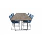 Padang Dining Table - 250*100*H76 - Dark Teak / Black, Muce  Dining Chair - Black Legs - Blue  Velvet_6