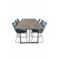 Padang Dining Table - 250*100*H76 - Dark Teak / Black, Muce  Dining Chair - Black Legs - Blue  Velvet_6