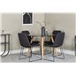 Plaza Round Dining Table - ø 100cm - Black / Oak, Muce  Dining Chair - Black Legs - Black Fabric_4