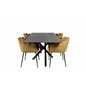 Piazza Dining Table - 180*90*75 - spraystone / Black, Limhamn - Chair - Gold Velvet_4