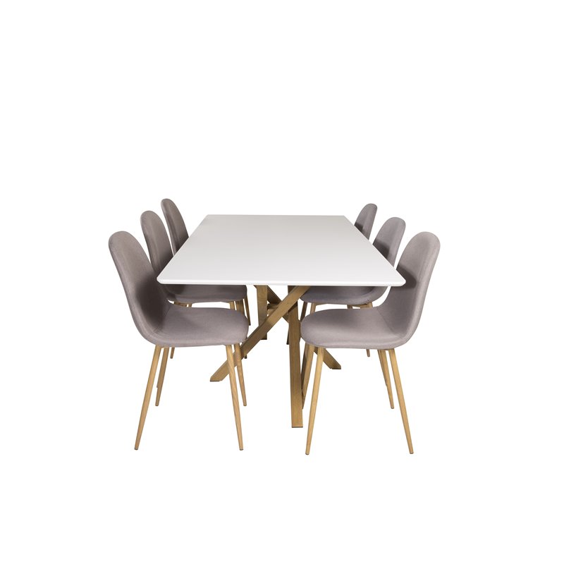 Piazza Dining Table - 180*90*75 - White / Oak, Polar Dining Chair - Grey / Oak_6