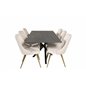 Piazza Dining Table - 180*90*75 - spraystone / Black, Velvet Deluxe Dining Chair - Beige / Brass_6