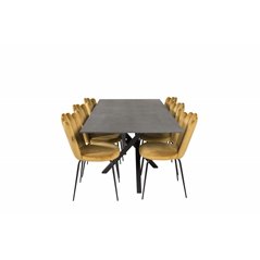 Piazza Dining Table - 180*90*75 - spraystone / Black, Limhamn Light - Chair - Gold Velvet_6