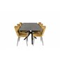 Piazza Dining Table - 180*90*75 - spraystone / Black, Limhamn Light - Chair - Gold Velvet_6