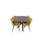 Piazza Dining Table - 180*90*75 - spraystone / Black, Limhamn Light - Chair - Gold Velvet_6