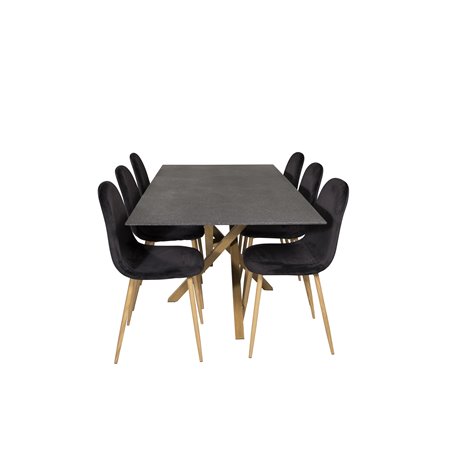 Piazza Dining Table - 180*90*75 - Spraystone / Oak, Polar Dining Chair - Black / Oak_6