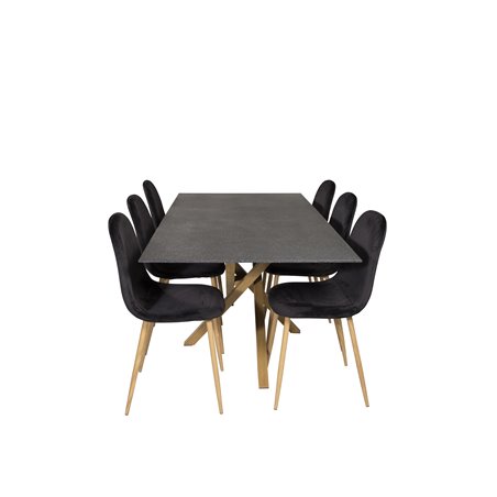 Piazza Dining Table - 180*90*75 - Spraystone / Oak, Polar Dining Chair - Black / Oak_6