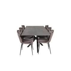 Piazza Dining Table - 180*90*75 - spraystone / Black, Limhamn Light - Chair - Grey Velvet_6