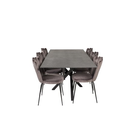 Piazza Dining Table - 180*90*75 - spraystone / Black, Limhamn Light - Chair - Grey Velvet_6