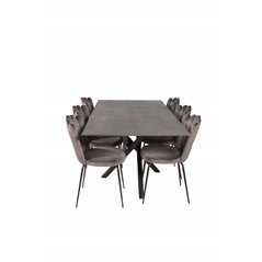 Piazza Dining Table - 180*90*75 - spraystone / Black, Limhamn Light - Chair - Grey Velvet_6