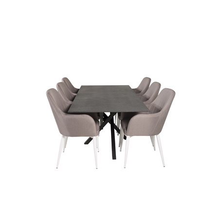 Piazza Dining Table - 180*90*75 - spraystone / Black, Comfort Dining Chair - Grey / White_6