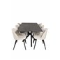 Piazza Dining Table - 180*90*75 - spraystone / Black, Velvet Dining Chair Corduroy - Beige / Black_6