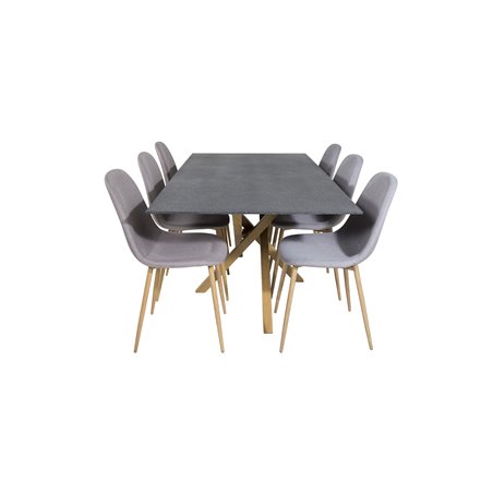 Piazza Dining Table - 180*90*75 - Spraystone / Oak, Polar Dining Chair - Grey / Oak_6