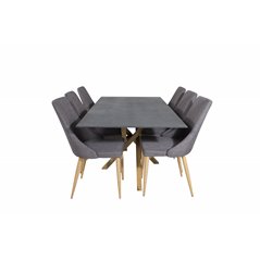 Piazza Dining Table - 180*90*75 - Spraystone / Oak, Leone Dining Chair - Dark Grey / Oak_6