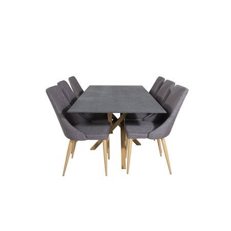 Piazza Dining Table - 180*90*75 - Spraystone / Oak, Leone Dining Chair - Dark Grey / Oak_6