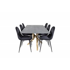 Piazza Dining Table - 180*90*75 - Spraystone / Oak, Polar Dining Chair - Black legs / Black Velvet (ersätter 19902-888)_6