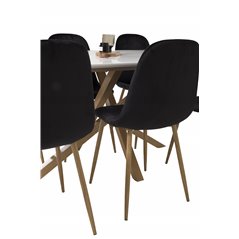 Piazza Dining Table - 180*90*75 - White / Oak, Polar Dining Chair - Black / Oak_6