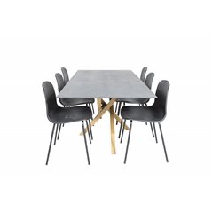 Piazza Dining Table - 180*90*75 - Spraystone / Oak, Arctic Dining Chair - Black Legs - Black Plastic_6