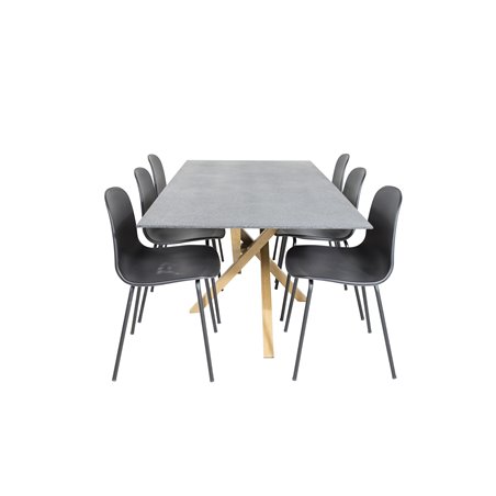 Piazza Dining Table - 180*90*75 - Spraystone / Oak, Arctic Dining Chair - Black Legs - Black Plastic_6