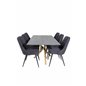 Piazza Dining Table - 180*90*75 - Spraystone / Oak, Velvet Deluxe Dining Chair - Black Legs - Black Fabric_6