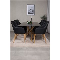 Piazza Dining Table - 180*90*75 - Black / Oak, Comfort Dining Chair - Black / Oak_6