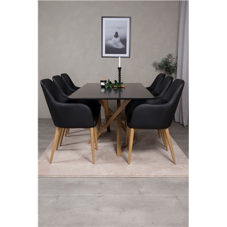 Piazza Dining Table - 180*90*75 - Black / Oak, Comfort Dining Chair - Black / Oak_6