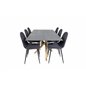 Piazza Dining Table - 180*90*75 - Spraystone / Oak, Polar Dining Chair - Black Legs - Black Fabric_6